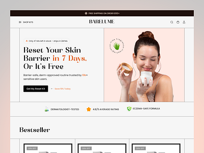 Skincare E-commerce Landing Page Design | CRO & UX Optimized 2025 trends ai startup beauty design clean beauty conversion optimization cro ecommerce design figma design fittslaw gestalt principles landing page microinteractions mobile first shopify ui skincare uiux ux design web design wellness design