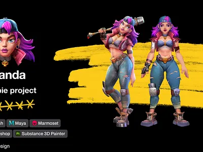 Stylized 3D Character for Zombie Game Project 3d character 3d modeling character design female hero game art studio game ready model stylized game art stylized girl