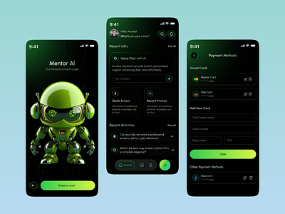 Mentor AI App – Master Every Skill with Smart Guidance ai app design ai assistant app ai bot app ai business app ai chat bot ai learning app ai mentor chat chat generator chat app chatbot grow with ai learn with ai mentor ai messaging app mobile mobile app personal growth app ui ux