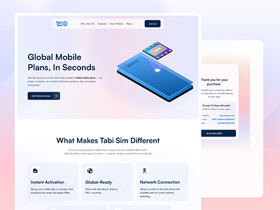 Global eSIM Landing Page UI UX | Travel & Connectivity Design mobile operator website