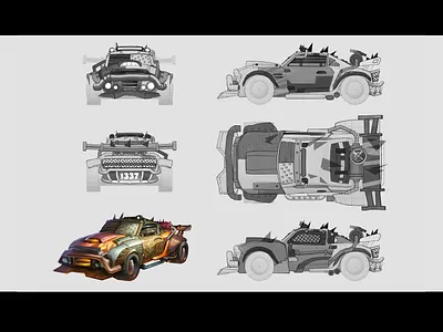 Stylized Vehicle Concept for Zombie Game 3d game art 3d game model 3d modeling 3d rendering car concept concept art game art game asset stylized car vehicle concept