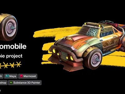 Apocalypse Automobile — Stylized Vehicle for Zombie Mobile Game 3d car 3d game art 3d modeling 3d rendering 3d vehicle game ready model stylized prop
