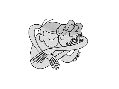 Hug me tight illustration inktober procreate sketch