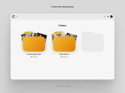 AI Note Taker Meeting Folder ai ai chat ai meeting assistant ai note taker ai summarize artificial intelligence dashboard google meet meeting meeting note note note taker saas summarizer text summary transcript ui ux web app zoom