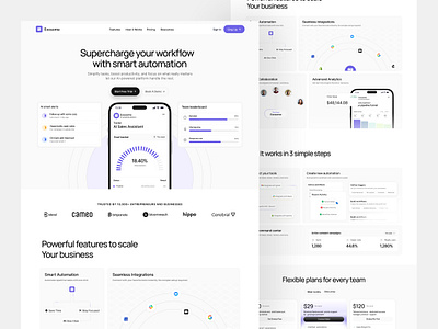 Exosome | SaaS landing page ai powered automation clean landing page minimal modern product design saas ui web website