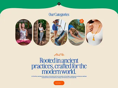 ChaYkra: Vibrant Homepage Design for Mindful Living about us chaykra cleanui designinspiration e commerce energy figma homepagedesign landing page malabeads meditation minimalistwebdesign shopify spiritual ui uiuxdesign ux webdesign wellness yoga