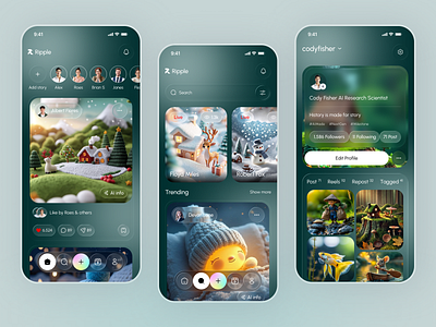 Social Media App app app design application concept minimal mobile mobile app mobile ui profile social media social media app ui uiux ux