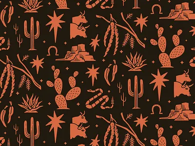 Lucida Pattern arizona branding cactus cattle cows illustration pattern peppers restraurant sedona snake star vintage