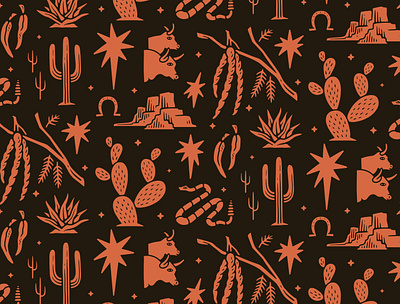 Lucida Pattern arizona branding cactus cattle cows illustration pattern peppers restraurant sedona snake star vintage