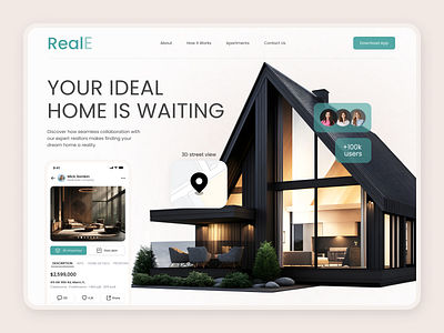 Landing Page for Property App | Real Estate agency appartment broker building design house icons landing page logo mobile app properties real estate realtor rent home rental ui design ux ui web your home