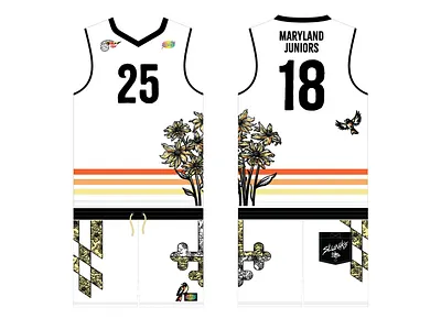 MDJRS Slunks- White black eyed susans graphic design jerseys maryland orioles uniforms volleyball