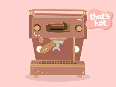 Pink Coffee Machine ☕🌸˚˖⋆ aesthetic brandingillustration cafeillustration commercialart cute flatdesign freelanceillustrator fun graphic design illustration minimalist pastel color vector