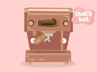 Pink Coffee Machine ☕🌸˚˖⋆ aesthetic brandingillustration cafeillustration commercialart cute flatdesign freelanceillustrator fun graphic design illustration minimalist pastel color vector