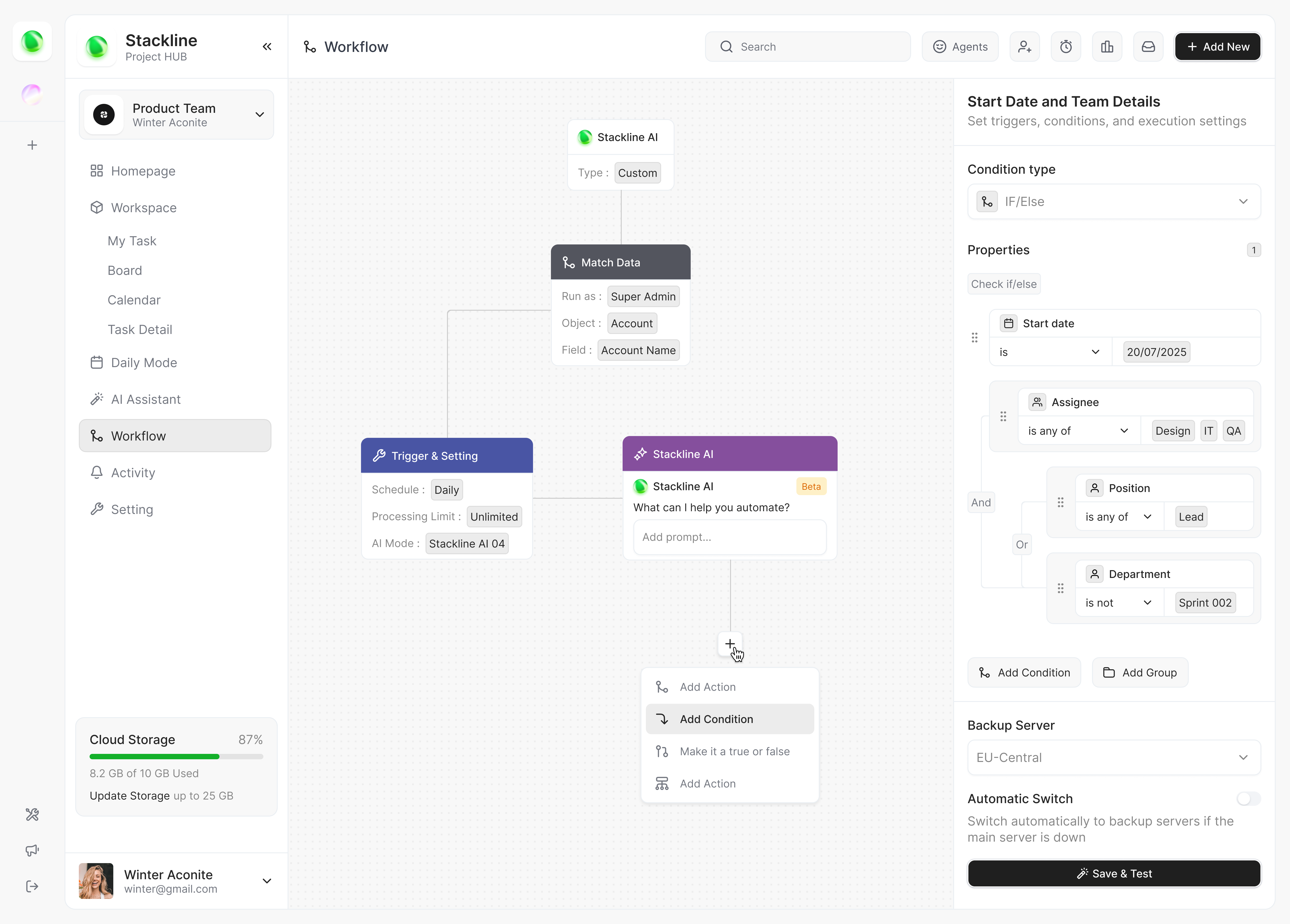Stackline - Workflow dashboard design saas task management ui uiux user experience user interface ux worflow
