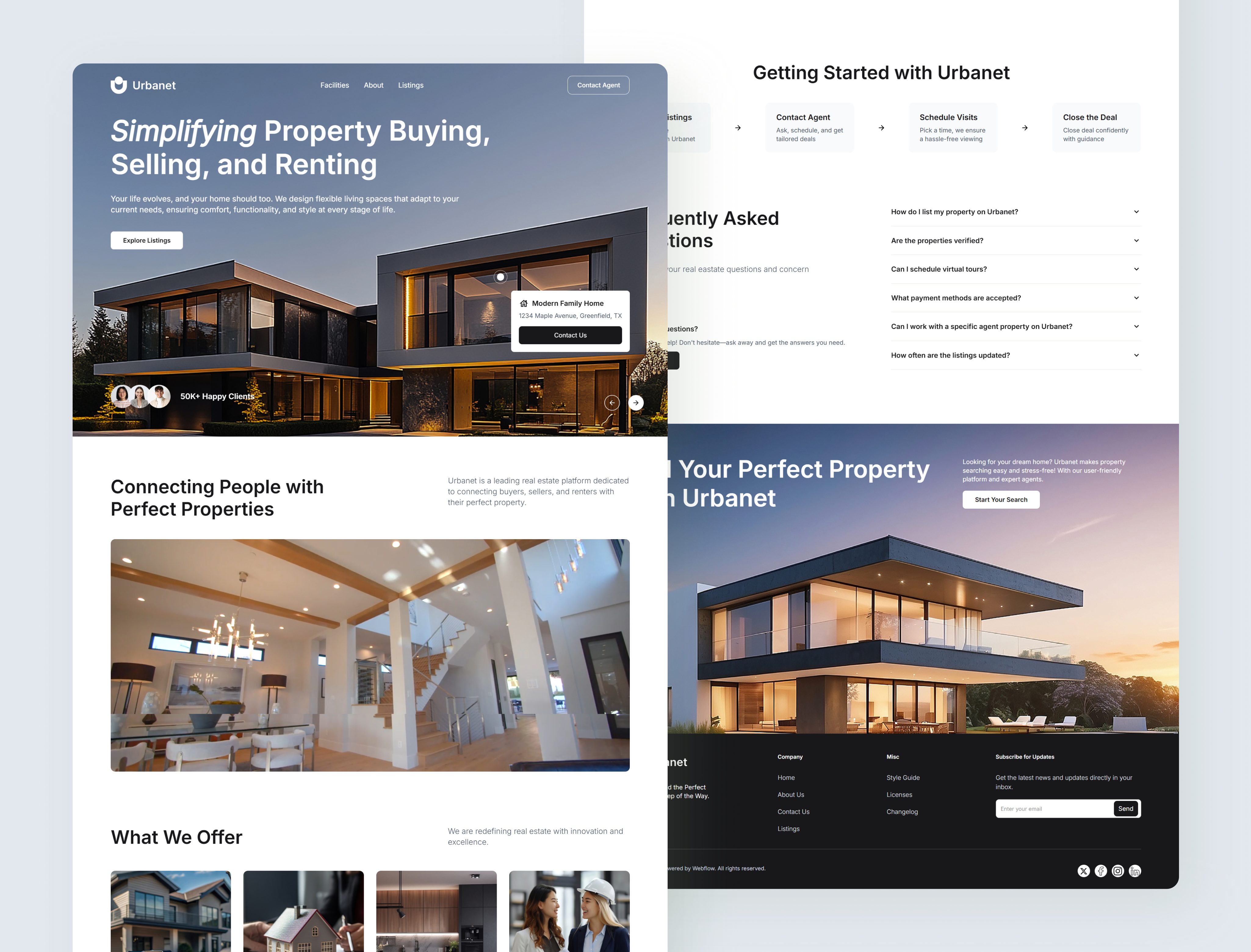 Urbanet Homepage – Real Estate Website UI Figma architecture digital design homepage interior design modern home no code property real estate responsive ui design ui inspiration ui showcase ui trends uiux ux design web design web designer webflow