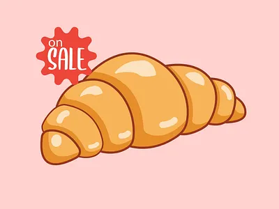 🥐 Le Croissant "૮₍ •⤙•˶₊˚ෆ aesthetic cafe commercial commission cute fun graphic design illustration pastel color vector