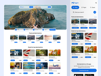 Hopper – Travel & Hotel Booking Platform UI Design booking branding creative direction creativeagency dailyui designkast designsystem dribbbleshowcase interactiondesign landing page minimal landing modern ui saasdesign travel travel app travel website uitrends uiux design ux ui web app