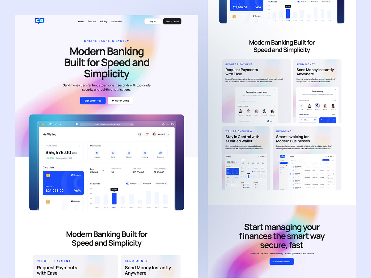 Fintech Banking Website UI – Modern, Fast & Secure Online Bank