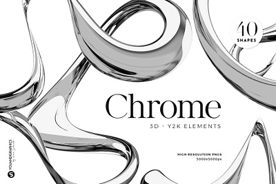 Chrome Y2K Elements 3d background branding graphic design objects packaging ui ux wallpaper web