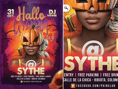 Halloween Themed Masked Party Flyer celebration club disguise eve evening event flyer masked night party print pumpkin themed