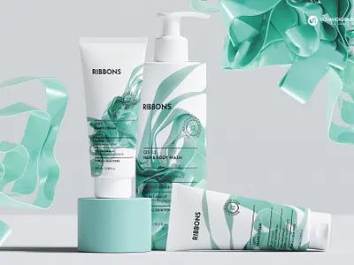 Packaging Design - Ribbons 3d brand branding cosmetics dimensional graphic design illustration luxury objects packaging presentation