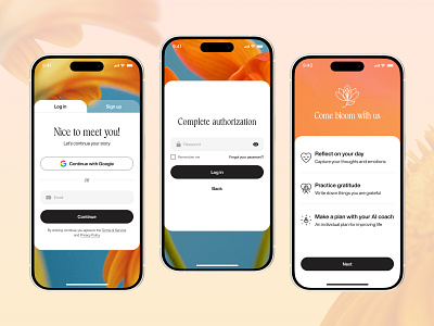 Bloom: Mental Health App | Sign In/Sign Up app branding design graphic design minimalism ui ux uxui web