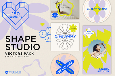 Shape Studio - Vectors Pack branding designer graphic design hand crafted hand drawn illustration illustrations packaging shapes social media strawberry vectors