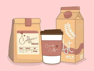 ⋆☕︎ ˖ au café -ˋˏ✄┈┈┈┈ aesthetic commercialuse commission cute flatdesign flatillustration fun graphic design illustration pastel color vector