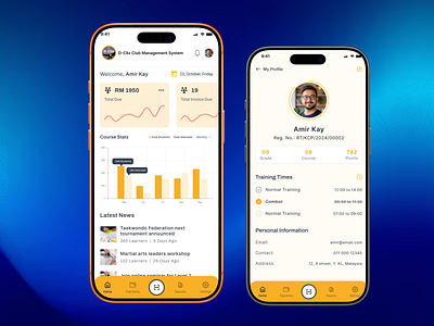 Club Management Mobile App - Concept Exploration dribbble ui design