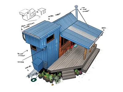 Tiny House Study architecture architecture study cartoon cartoon illustration cartooning character design design illustration living big in a tiny house procreate tiny house