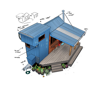Tiny House Study architecture architecture study cartoon cartoon illustration cartooning character design design illustration living big in a tiny house procreate tiny house