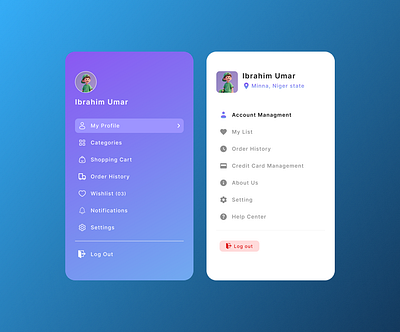 User Profile & Side Navigation Screens @academy rq @rasheed ux figma ui