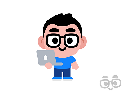 Geek Mascot ai app branding cartoon character cute digital flat funny geek graphic design icon icon design illustration laptop logo mascot nerd technology vector