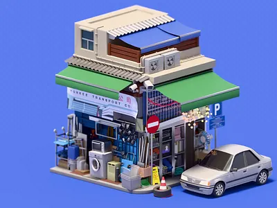 Storage and Recycling Space 3d 3d design 3d illustration 3dart animation art blender concept design graphic design hong kong illustration isometric modeling motion graphics render retro