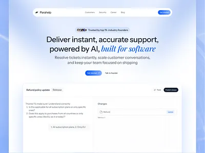 ParaHelp website redesign - AI Supports for fast moving teams ai analytics dashboard design fastmoving fintech illustration parahelp software support teams ui web3