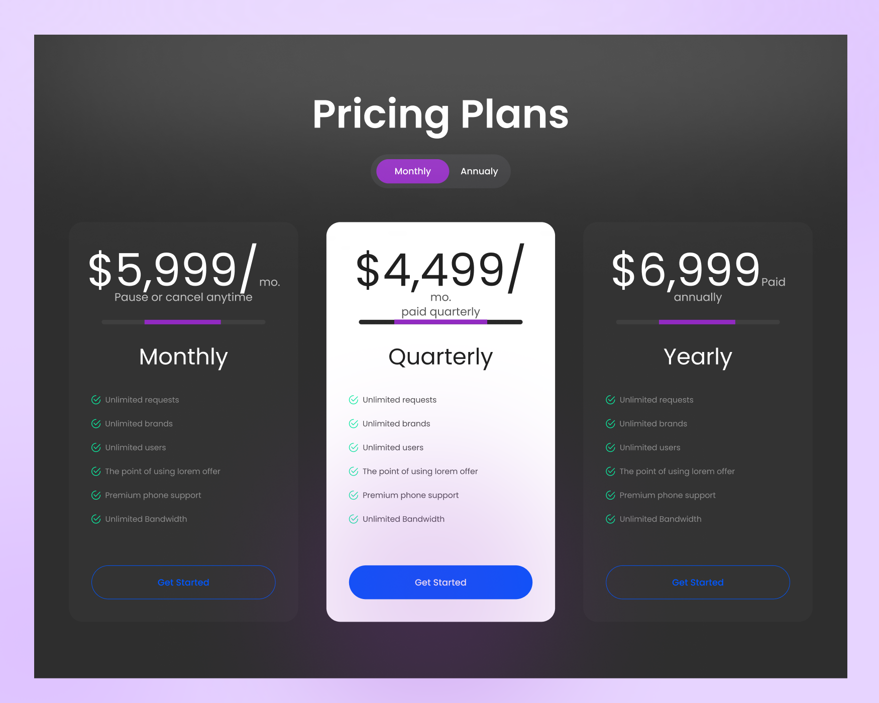 Pricing UI Design aas pricing pricing pricing page pricing plan pricing ui subscription subscription plan