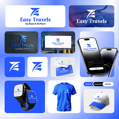 Easy Travels - Modern Travel Agency Branding Design brand brand identity branding branding design graphic design identity design logo logo design modern logo motion graphics professional logo travel agency logo travel logo