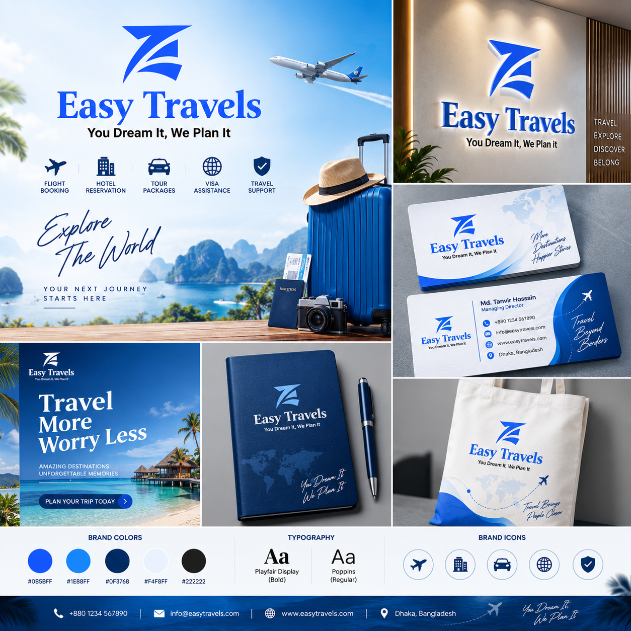 Easy Travels - Modern Travel Agency Branding brand design brand identity brand presentation branding clean logo corporate branding creative logo logo and branding logo concept logo design logo inspiration logo mockup minimal logo modern logo professional logo tourism logo travel agency travel logo typography logo visual identity