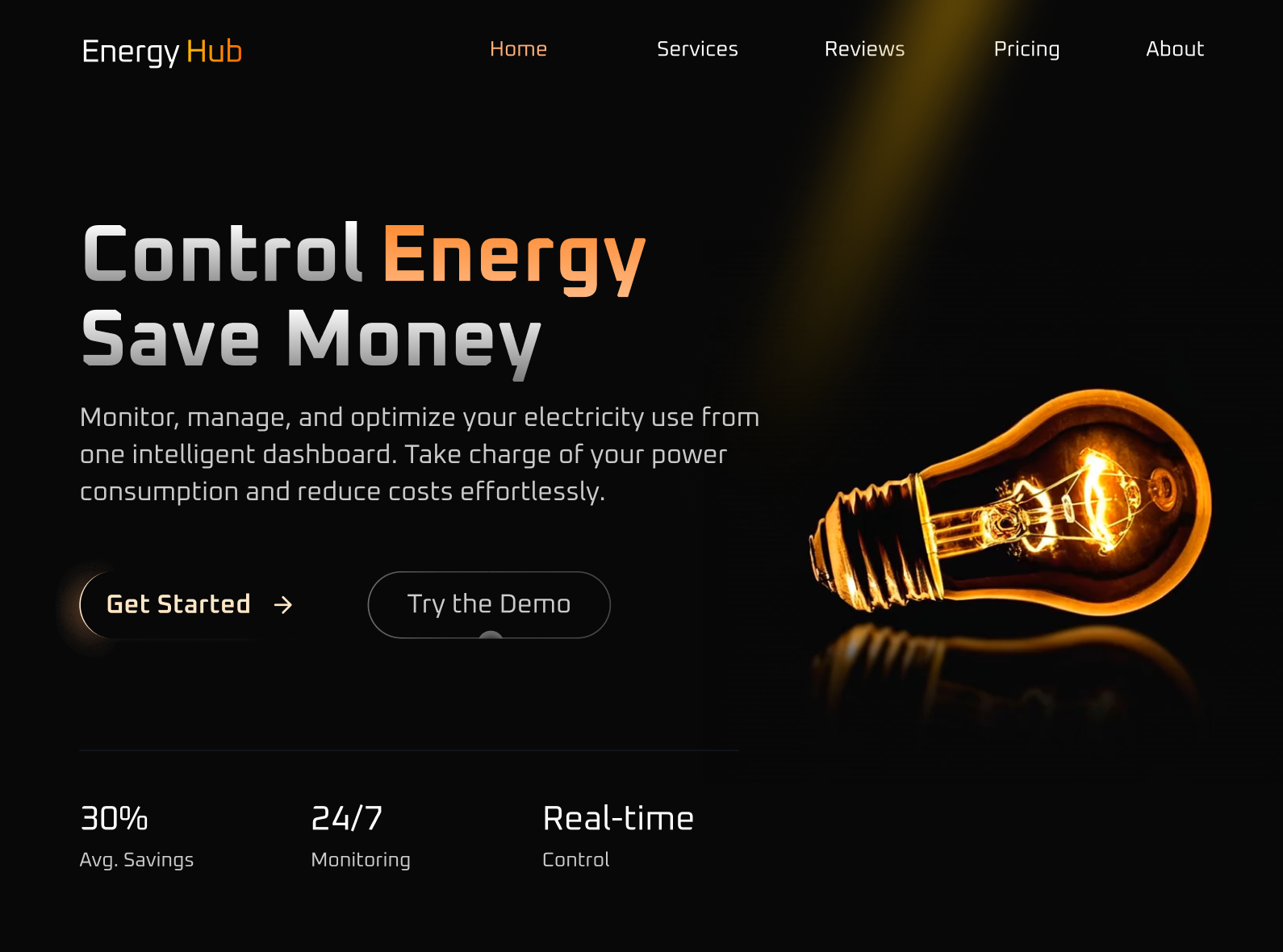 Energy Hub, To Save Money by Controlling Energy clean dark ui design creative web app experience dashboard design figma home automation ui ux interaction design interactive hero animation iot modern landing page design motion design motion design in figma product design prototype smart energy system design tech design ui design user interface ux design ux design for energy app web app design
