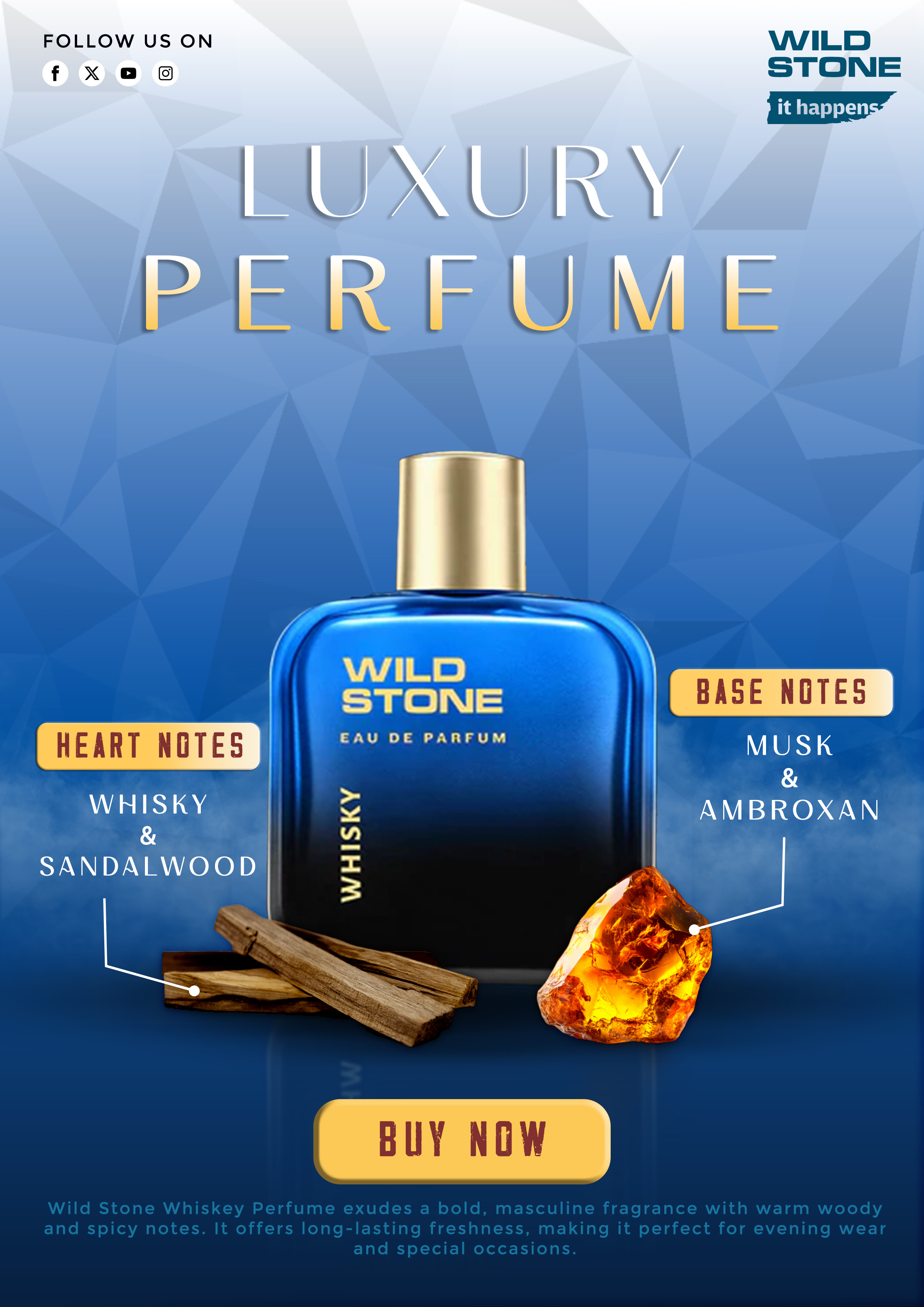 Luxury Redefined: Wild Stone Whiskey I Poster Design advertisement poster advertising brand identity branding design graphic design mockup perfume design perfume poster poster poster design product advertisment product design
