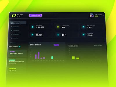 Creator SaaS - Analytics Dashboard community platform crm dashboard crypto dashboard esports dashboard esports website fanbase app game website gaming dashboard gaming marketplace gaming website influencer marketing platform ragebite saas app saas dashboard saas website statistic dashboard statistic website web3 app web3 dashboard web3 gaming