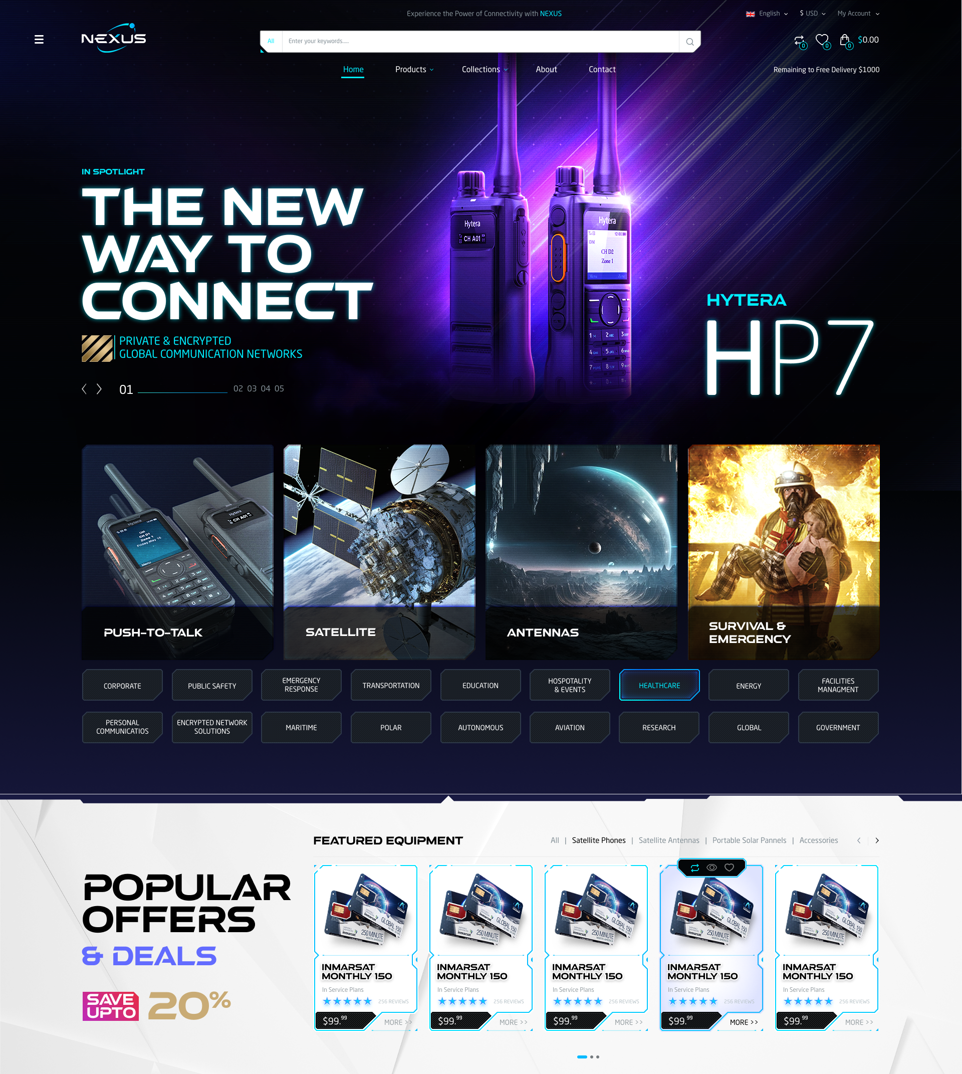 Nexus - Satellite Phones | E-commerce Website graphic design ui uiux ux