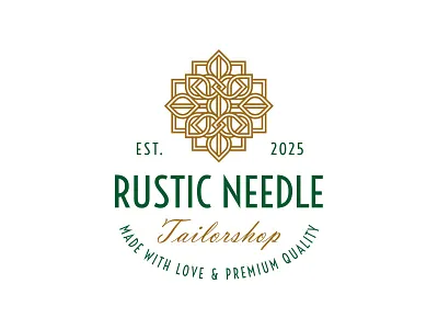 Rustic Needle Tailorshop Logo aesthetic logo artistic logo beauty logo design flower logo icon illustration lines logo logo logo design mandala logo mark symbol tailor logo vector