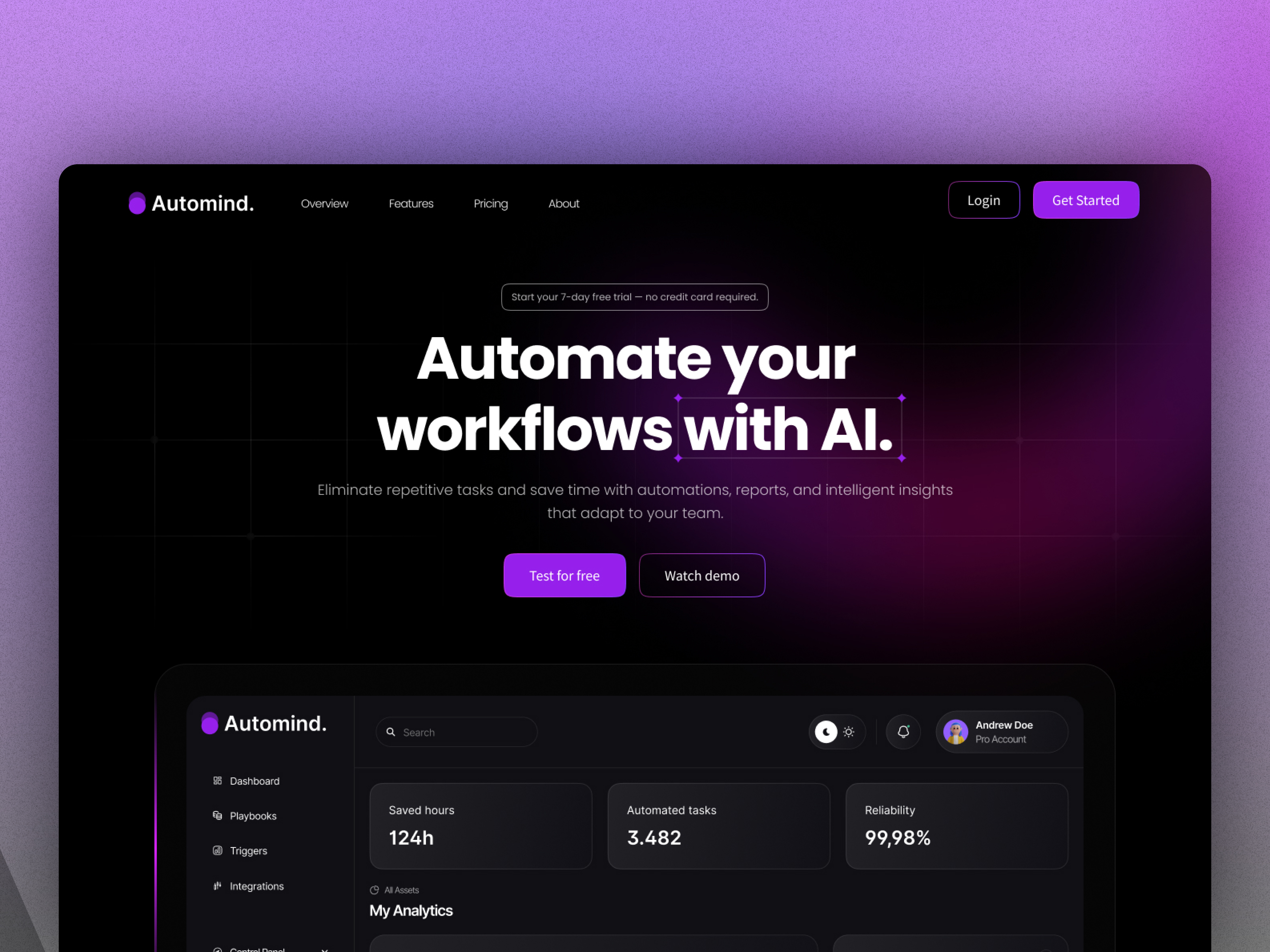 Daily UI #03 - Automind — AI Automation SaaS Landing Page ui