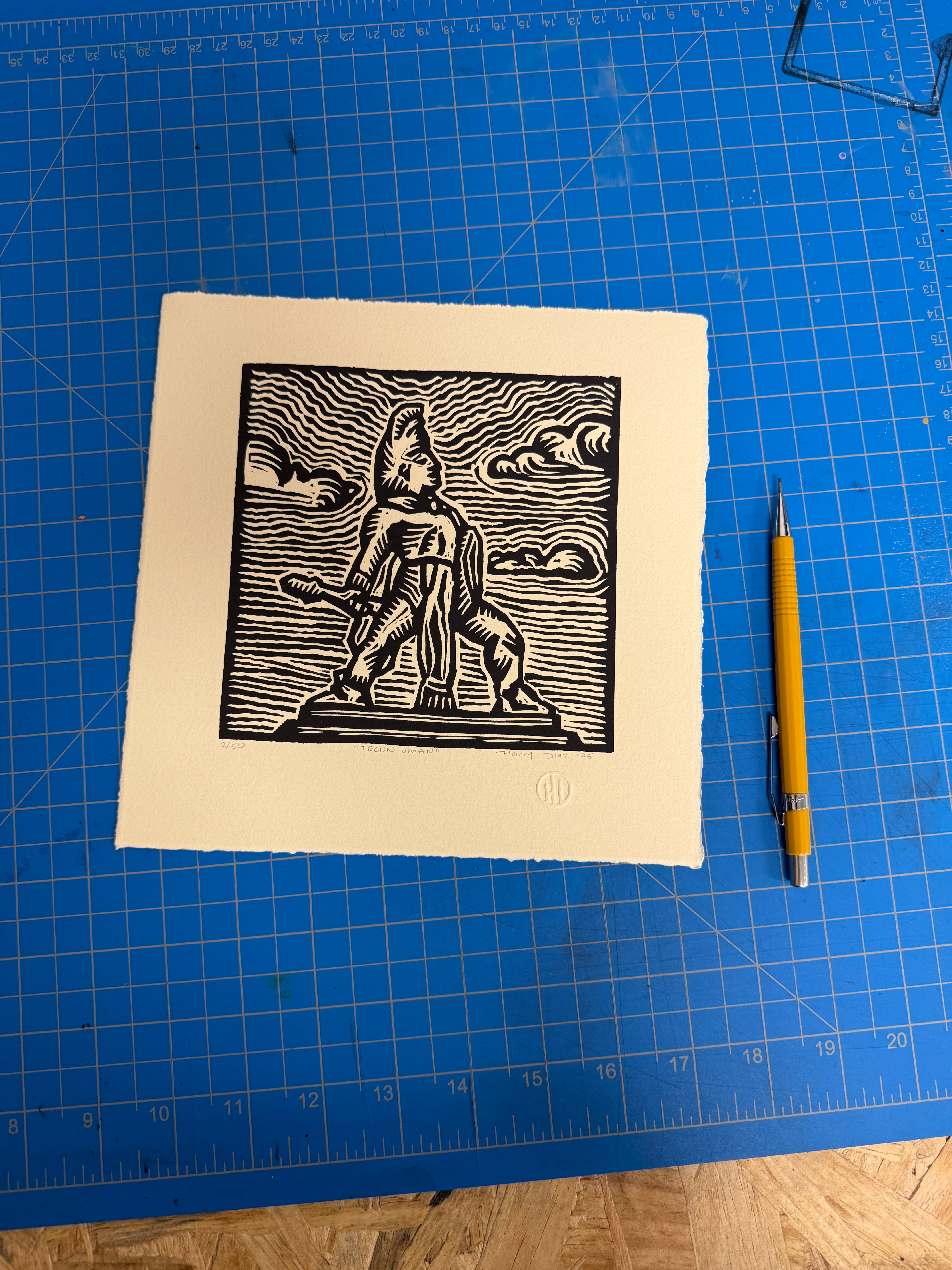 Tecun Uman - Linocut Print - Illustration drawing illustration linocut print printmaking woodcut
