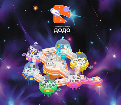 Graphics for the game "Space Crew" DoDo Pizza 2d dodo dodo pizza flat game game dev gamification illustration space vector
