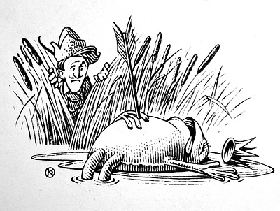 Inktober 2025 #16: blunder black and white caricature cartoon fairy tale frog illustration