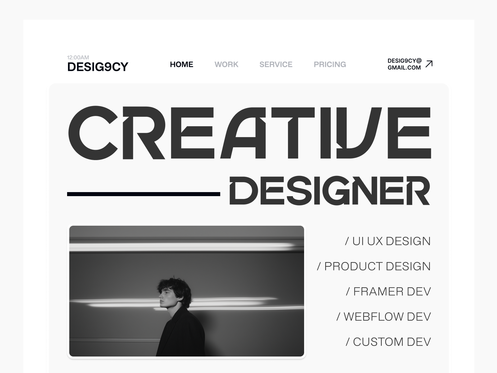 Hero Section for Portfolio Website landing page minimal portfolio saas website website design