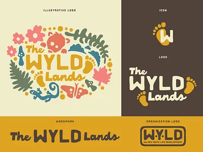 The WYLD Lands Branding animals branding childrens camp experiential camp foot prints graphic design handmade illustration logo national park north carolina opossum outdoor industry retro salamander summer camp toes vintage wild wildlife