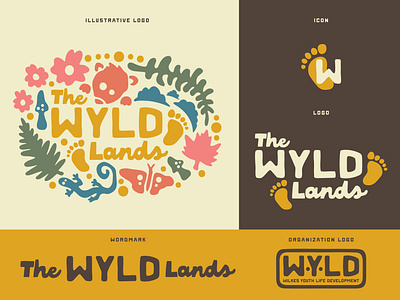 The WYLD Lands Branding animals branding childrens camp experiential camp foot prints graphic design handmade illustration logo national park north carolina opossum outdoor industry retro salamander summer camp toes vintage wild wildlife